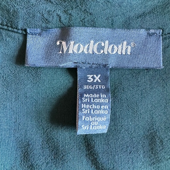 ModCloth Such a Cat-ch Button Up Top Emerald Green and Gold Cat Buttons Sz 3X - Picture 8 of 9